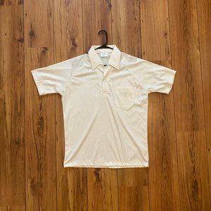 Vintage 70s/80s Polo, Leader of California, White with Brown Dots, Sz L